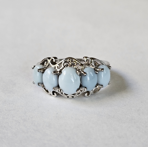 Chuck Clemency Jewelry - Vintage Genuine Larimar Platinum/925 Ring Sz 9.